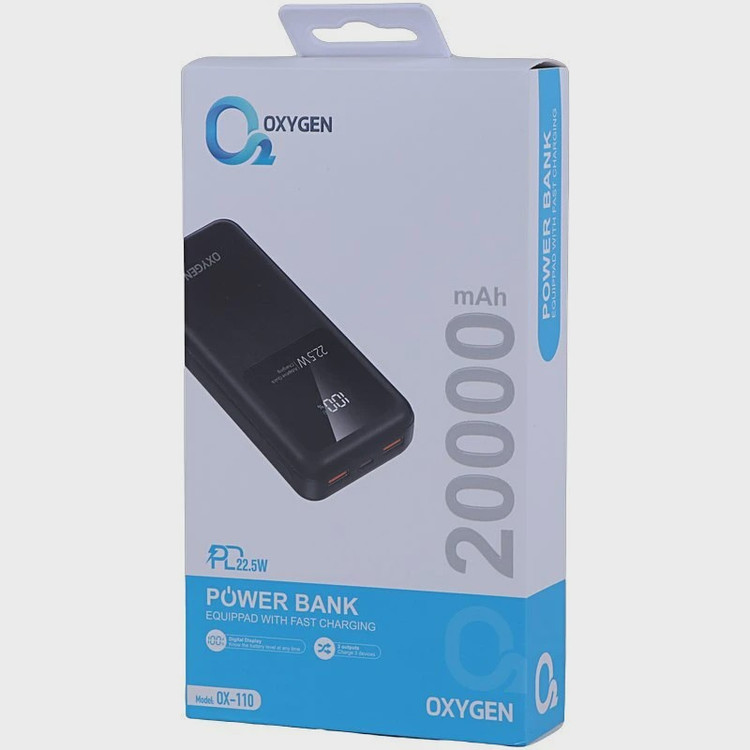پاوربانک اکسیژن مدل OX110 ظرفیت 20000 میلی آمپر ساعت