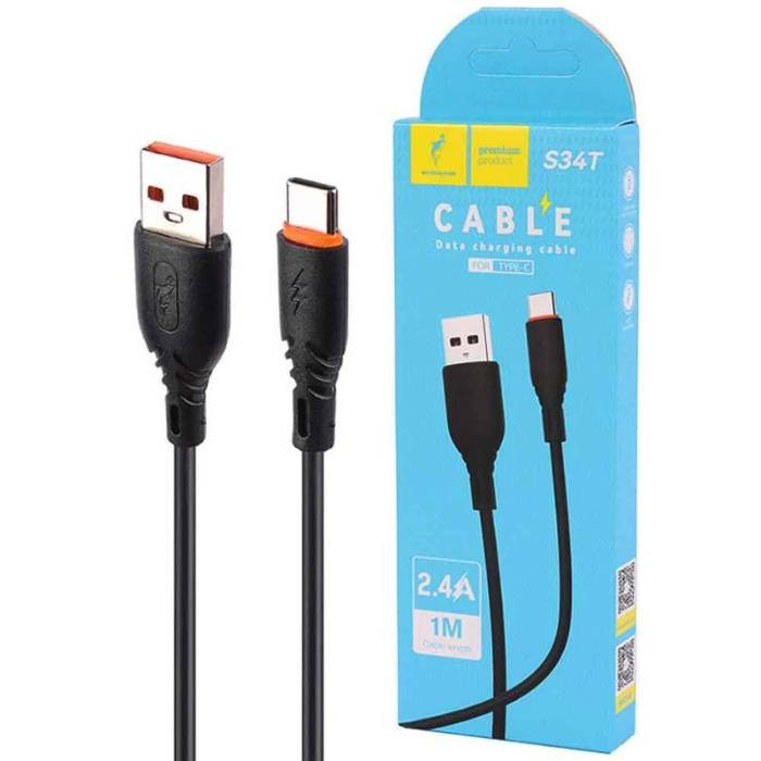 کابل تبدیل USB به USB-C مشکی اسکای دلفین مدل S34T