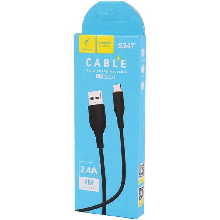 کابل تبدیل USB به USB-C مشکی اسکای دلفین مدل S34T